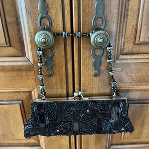 Elegant Black Beaded Handbag